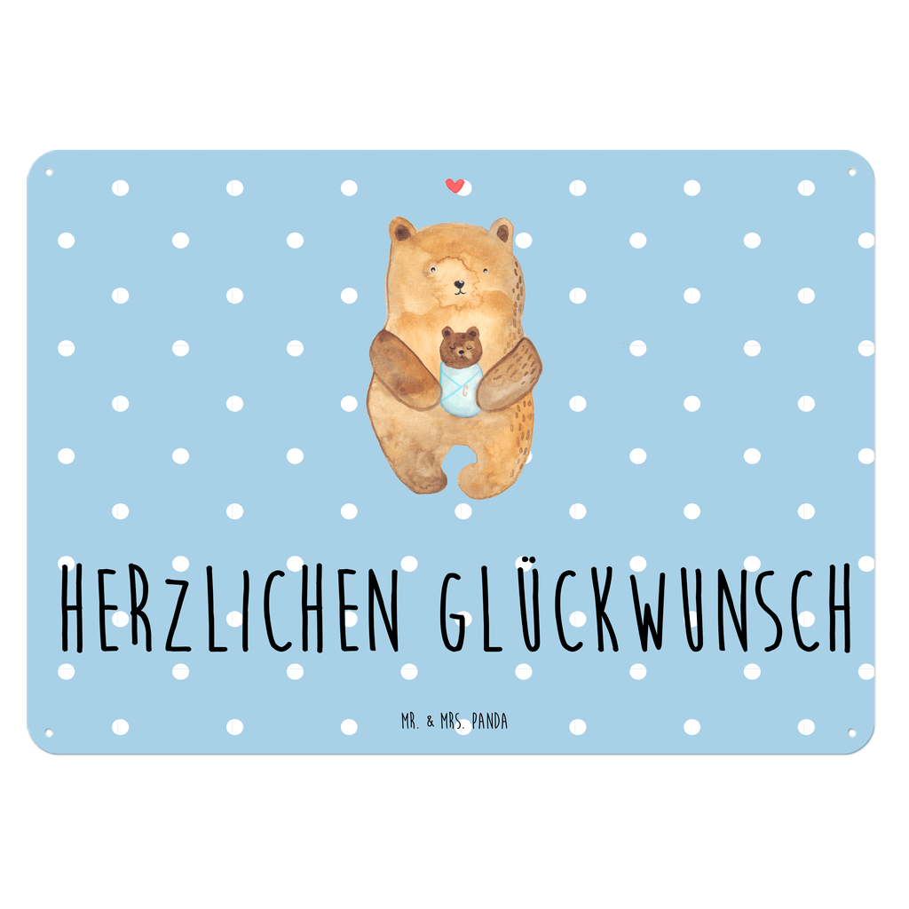 Blechschild Bär mit Baby Bär, Eltern, Mutter, Baby, Taufe, Geburt, Nichte, Neffe, Enkel, Enkelin, Täufling, Geburtstag, Glückwunsch Blechschild, Metallschild, Geschenk Schild, Schild, Magnet-Metall-Schild, Deko Schild, Wandschild, Wand-Dekoration, Türschild, Wandschild, Metallschild  Bär, Teddy, Teddybär
