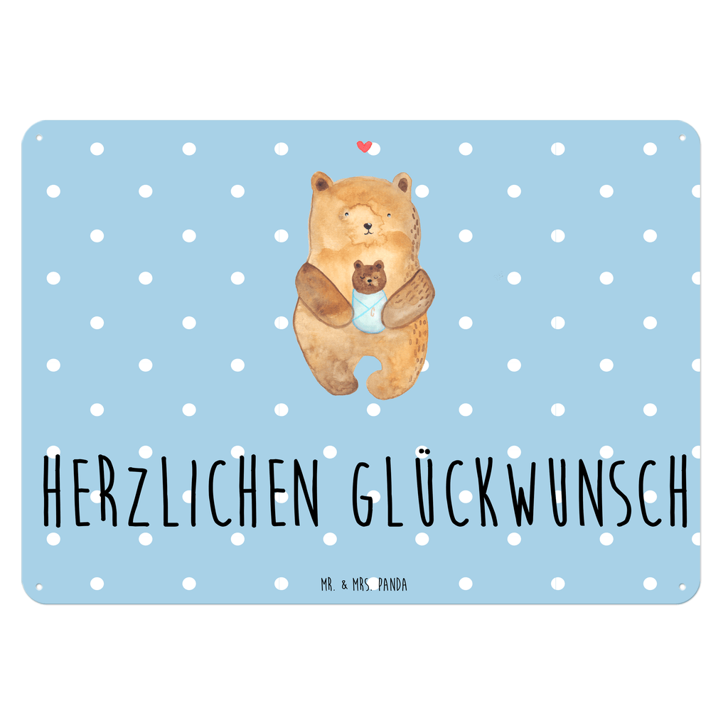 Blechschild Bär mit Baby Bär, Eltern, Mutter, Baby, Taufe, Geburt, Nichte, Neffe, Enkel, Enkelin, Täufling, Geburtstag, Glückwunsch Blechschild, Metallschild, Geschenk Schild, Schild, Magnet-Metall-Schild, Deko Schild, Wandschild, Wand-Dekoration, Türschild, Wandschild, Metallschild  Bär, Teddy, Teddybär