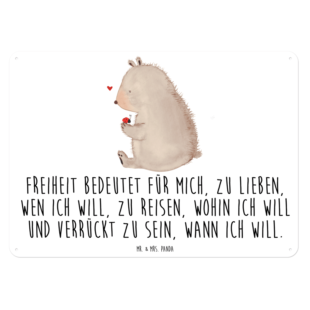 Blechschild Bär mit Marienkäfer Bär, Marienkäfer, Liebe, Freiheit, Motivation, Das Leben ist schön Blechschild, Metallschild, Geschenk Schild, Schild, Magnet-Metall-Schild, Deko Schild, Wandschild, Wand-Dekoration, Türschild, Wandschild, Metallschild  Bär, Teddy, Teddybär