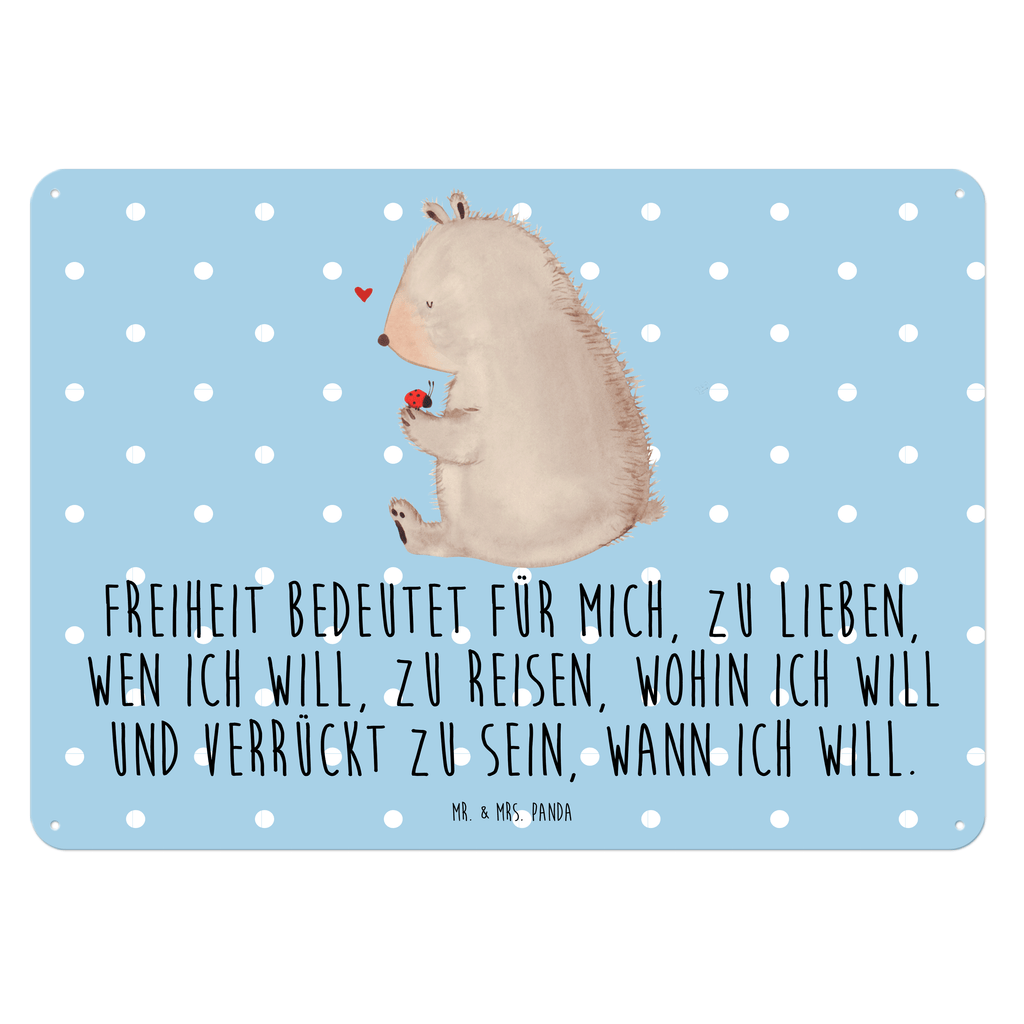 Blechschild Bär mit Marienkäfer Bär, Marienkäfer, Liebe, Freiheit, Motivation, Das Leben ist schön Blechschild, Metallschild, Geschenk Schild, Schild, Magnet-Metall-Schild, Deko Schild, Wandschild, Wand-Dekoration, Türschild, Wandschild, Metallschild  Bär, Teddy, Teddybär