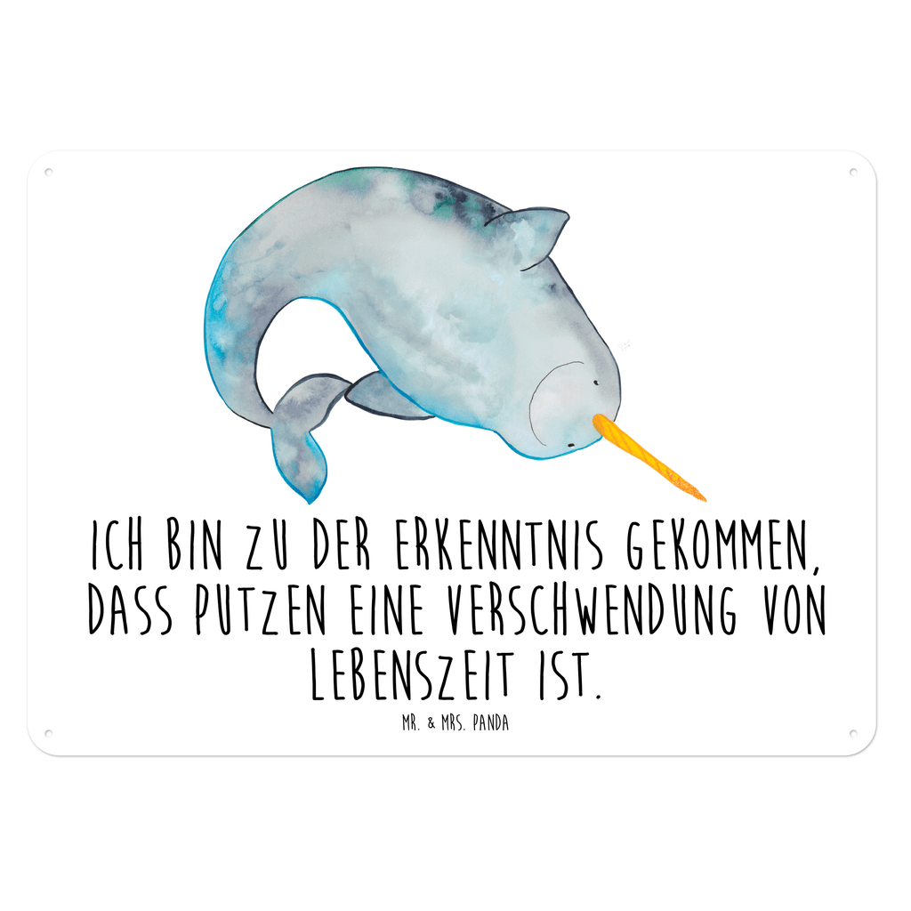Blechschild Narwal Narwal, Wal, Putzen, Hausfrau, Junggesellin, aufräumen, Kinderzimmer,  Blechschild, Metallschild, Geschenk Schild, Schild, Magnet-Metall-Schild, Deko Schild, Wandschild, Wand-Dekoration, Türschild, Wandschild, Metallschild  Meerestiere, Meer, Urlaub