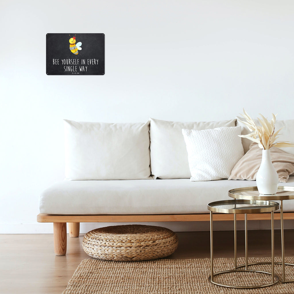 Blechschild Biene Blume  Blechschild, Metallschild, Geschenk Schild, Schild, Magnet-Metall-Schild, Deko Schild, Wandschild, Wand-Dekoration, Türschild, Wandschild, Metallschild  Biene, Wespe, Hummel