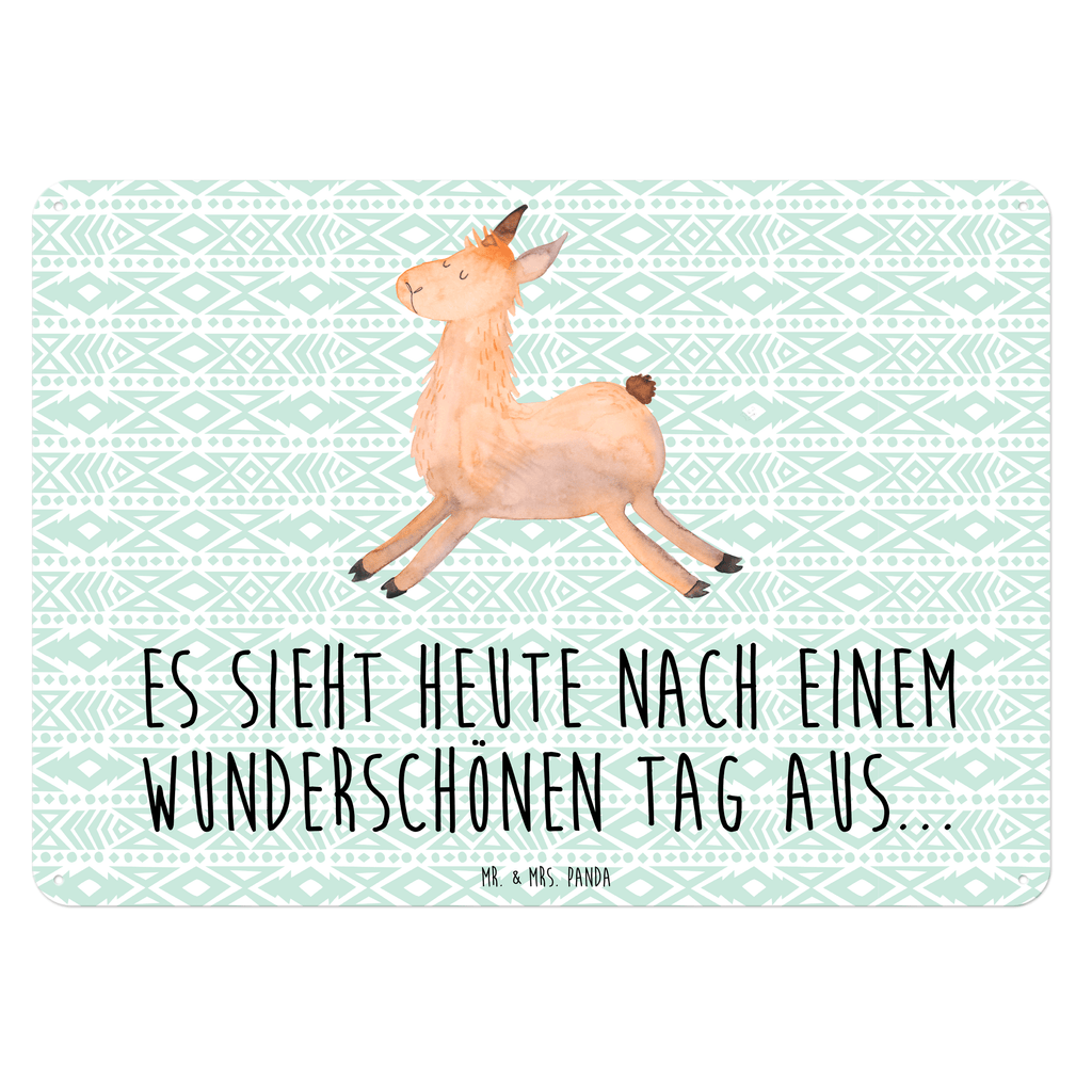 Blechschild Lama springend Blechschild, Metallschild, Geschenk Schild, Schild, Magnet-Metall-Schild, Deko Schild, Wandschild, Wand-Dekoration, Türschild, Lama, Alpaka, Lamas, Lieblingstag, Happy day, fröhlich, Glück, Freundin, Liebeskummer, Neustart, guten Morgen, Start, Prüfung, Abitur