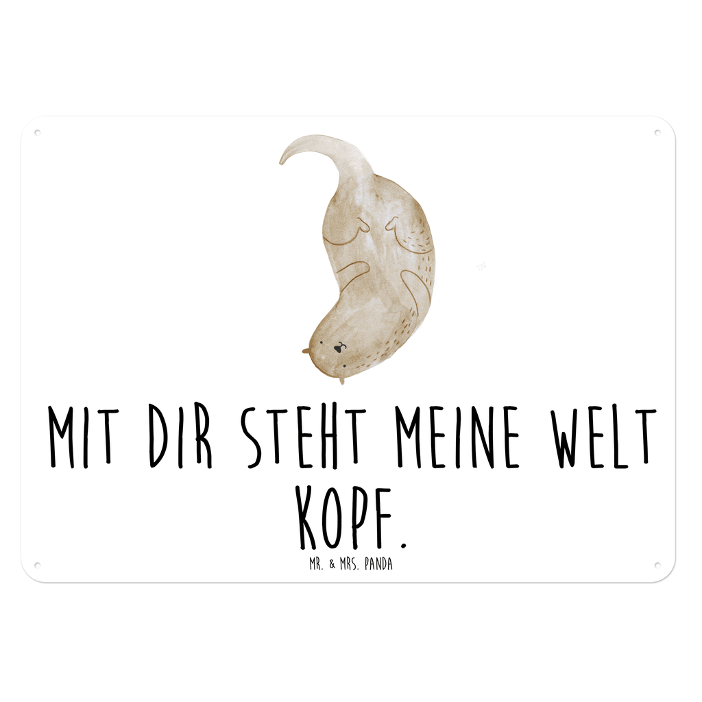 Blechschild Otter kopfüber Otter Seeotter See Otter Blechschild, Metallschild, Geschenk Schild, Schild, Magnet-Metall-Schild, Deko Schild, Wandschild, Wand-Dekoration, Türschild, Wandschild, Metallschild  Otter,  Fischotter,  Seeotter