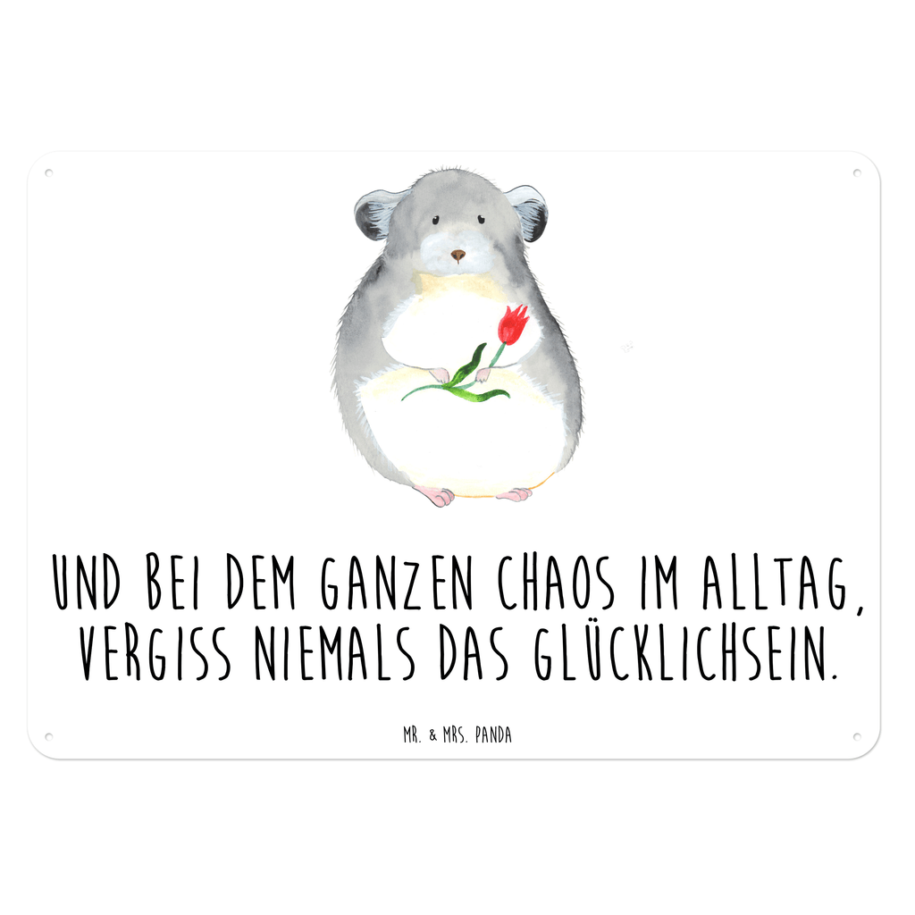 Blechschild Chinchilla mit Blume Blechschild, Metallschild, Geschenk Schild, Schild, Magnet-Metall-Schild, Deko Schild, Wandschild, Wand-Dekoration, Türschild, Tiermotive, Gute Laune, lustige Sprüche, Tiere, Chinchilla, Chinchillas, Liebeskummer, Kummer, Depressionen, traurig sein, Chaos, Glücklichsein, Büro, Büroalltag