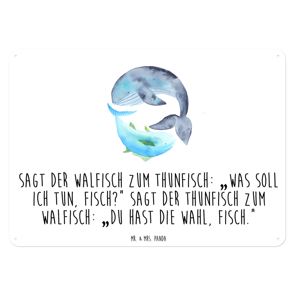 Blechschild Walfisch & Thunfisch Blechschild, Metallschild, Geschenk Schild, Schild, Magnet-Metall-Schild, Deko Schild, Wandschild, Wand-Dekoration, Türschild, Tiermotive, Gute Laune, lustige Sprüche, Tiere, Wal, Wahl, Tunfisch, Wortwitz lustig, Spruch lustig, Flachwitz, Witz, Spruch des Tages, Flachwitz Geschenk