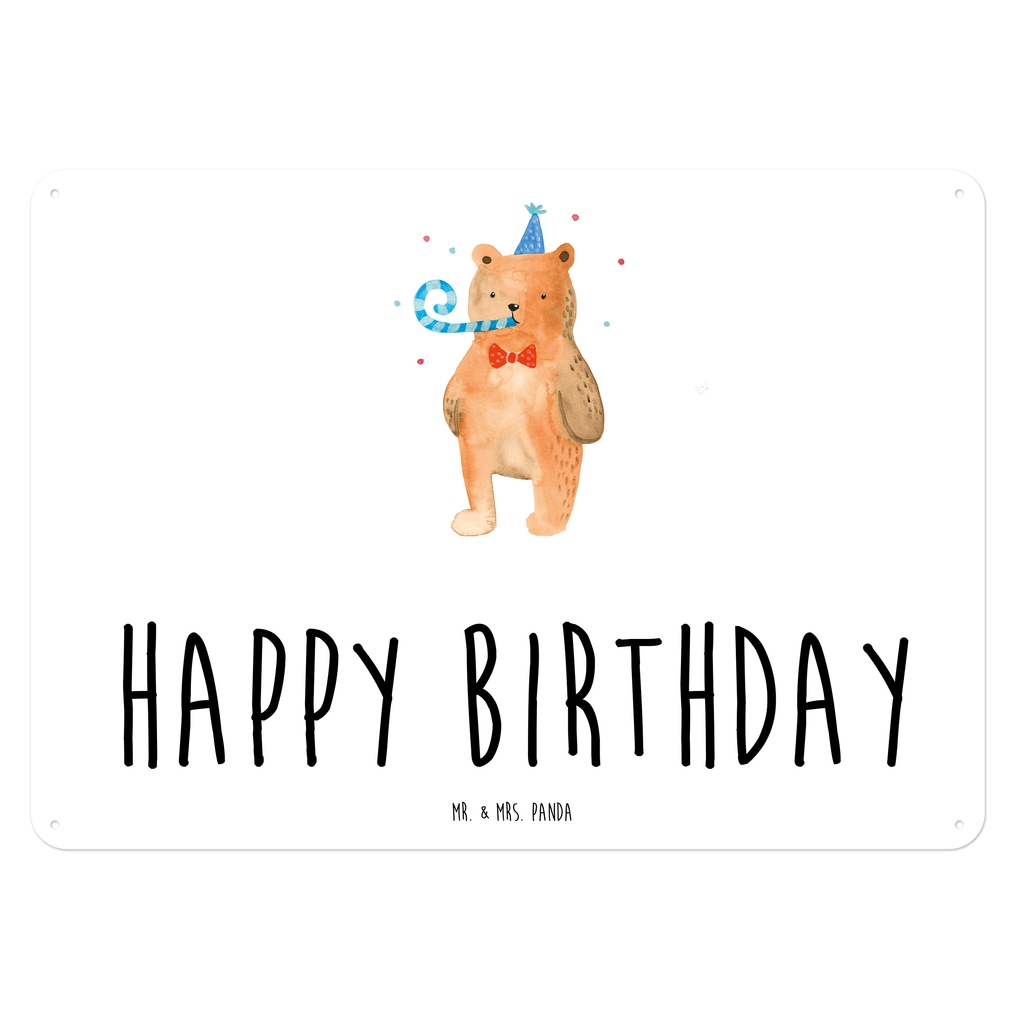 Blechschild Birthday Bär Happy Birthday, Alles Gute, Glückwunsch, Geburtstag,  Blechschild, Metallschild, Geschenk Schild, Schild, Magnet-Metall-Schild, Deko Schild, Wandschild, Wand-Dekoration, Türschild, Wandschild, Metallschild  Bär, Teddy, Teddybär
