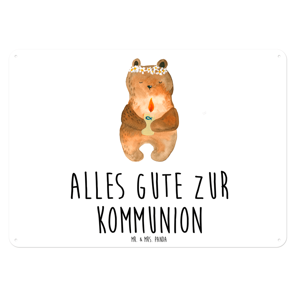 Blechschild Kommunion-Bär Kommunion, Gottes Segen, Taufkerze, katholisch Blechschild, Metallschild, Geschenk Schild, Schild, Magnet-Metall-Schild, Deko Schild, Wandschild, Wand-Dekoration, Türschild, Wandschild, Metallschild  Bär, Teddy, Teddybär