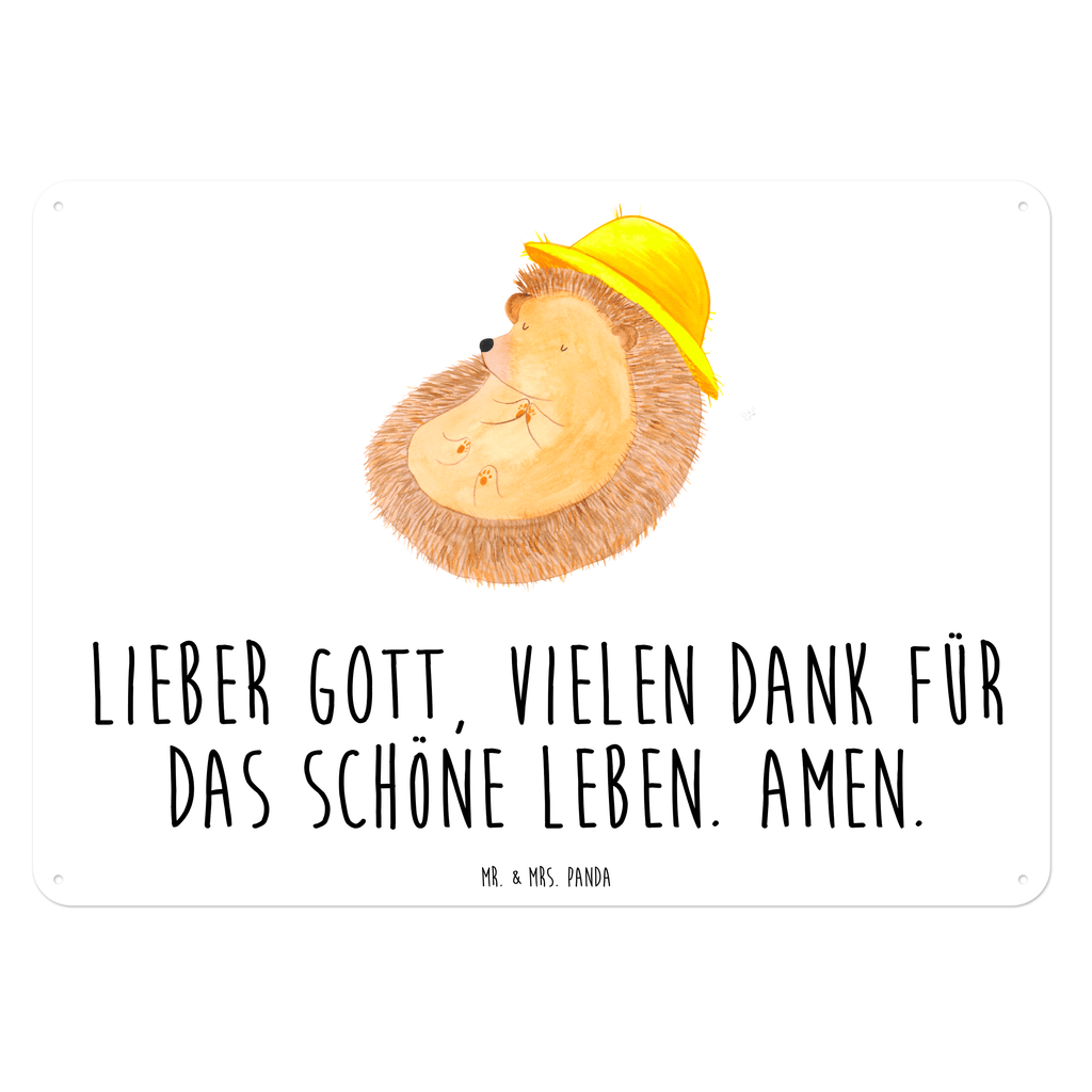 Blechschild Igel betet Blechschild, Metallschild, Geschenk Schild, Schild, Magnet-Metall-Schild, Deko Schild, Wandschild, Wand-Dekoration, Türschild, Tiermotive, Gute Laune, lustige Sprüche, Tiere, Igel, Igel mit Hut, Sonnenhut, Gott, Amen, beten, Leben, Dankbarkeit, Dankbar sein, dankbar, genießen