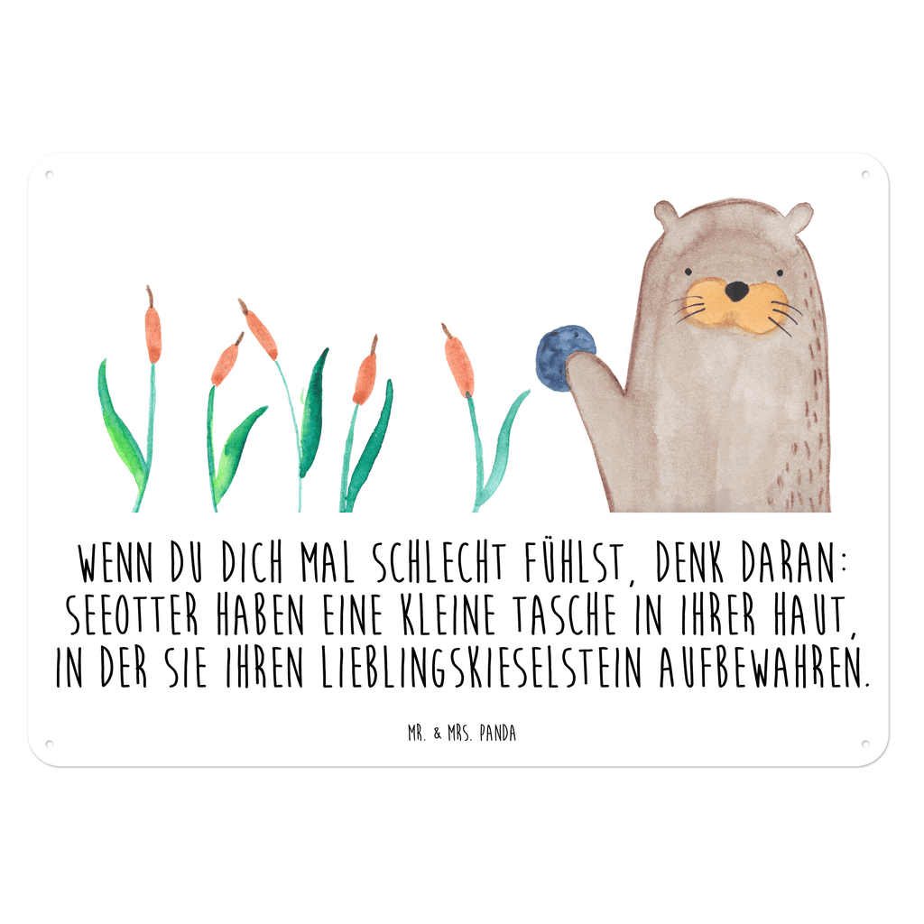 Blechschild Otter mit Stein Otter Seeotter See Otter Blechschild, Metallschild, Geschenk Schild, Schild, Magnet-Metall-Schild, Deko Schild, Wandschild, Wand-Dekoration, Türschild, Wandschild, Metallschild  Otter,  Fischotter,  Seeotter