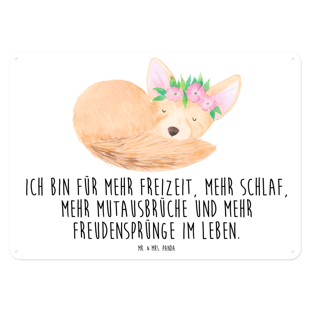 Blechschild Wüstenfuchs Blumenkranz Afrika, Wüste, Wüstenfuchs, Blumen, Blumenkranz, Glücklich,  Blechschild, Metallschild, Geschenk Schild, Schild, Magnet-Metall-Schild, Deko Schild, Wandschild, Wand-Dekoration, Türschild, Wandschild, Metallschild  Afrika, Wildtiere