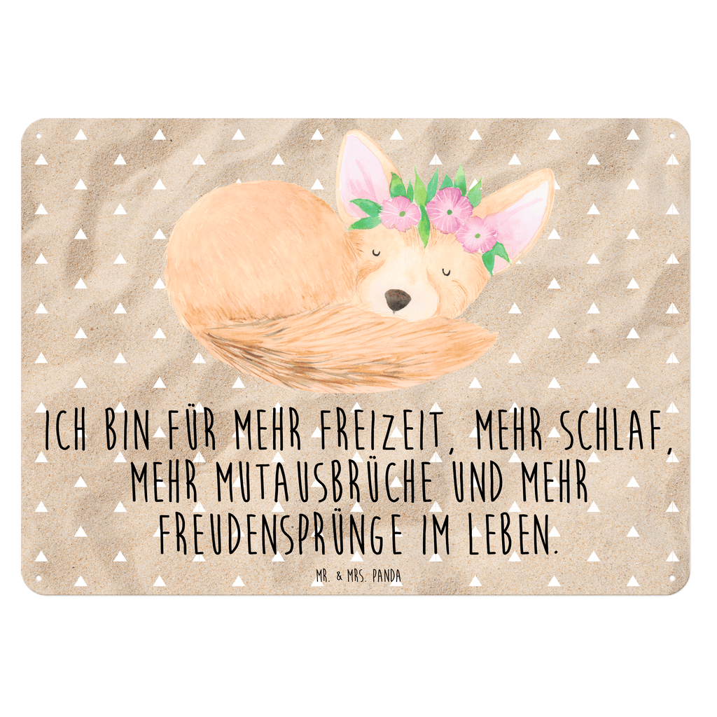 Blechschild Wüstenfuchs Blumenkranz Afrika, Wüste, Wüstenfuchs, Blumen, Blumenkranz, Glücklich,  Blechschild, Metallschild, Geschenk Schild, Schild, Magnet-Metall-Schild, Deko Schild, Wandschild, Wand-Dekoration, Türschild, Wandschild, Metallschild  Afrika, Wildtiere