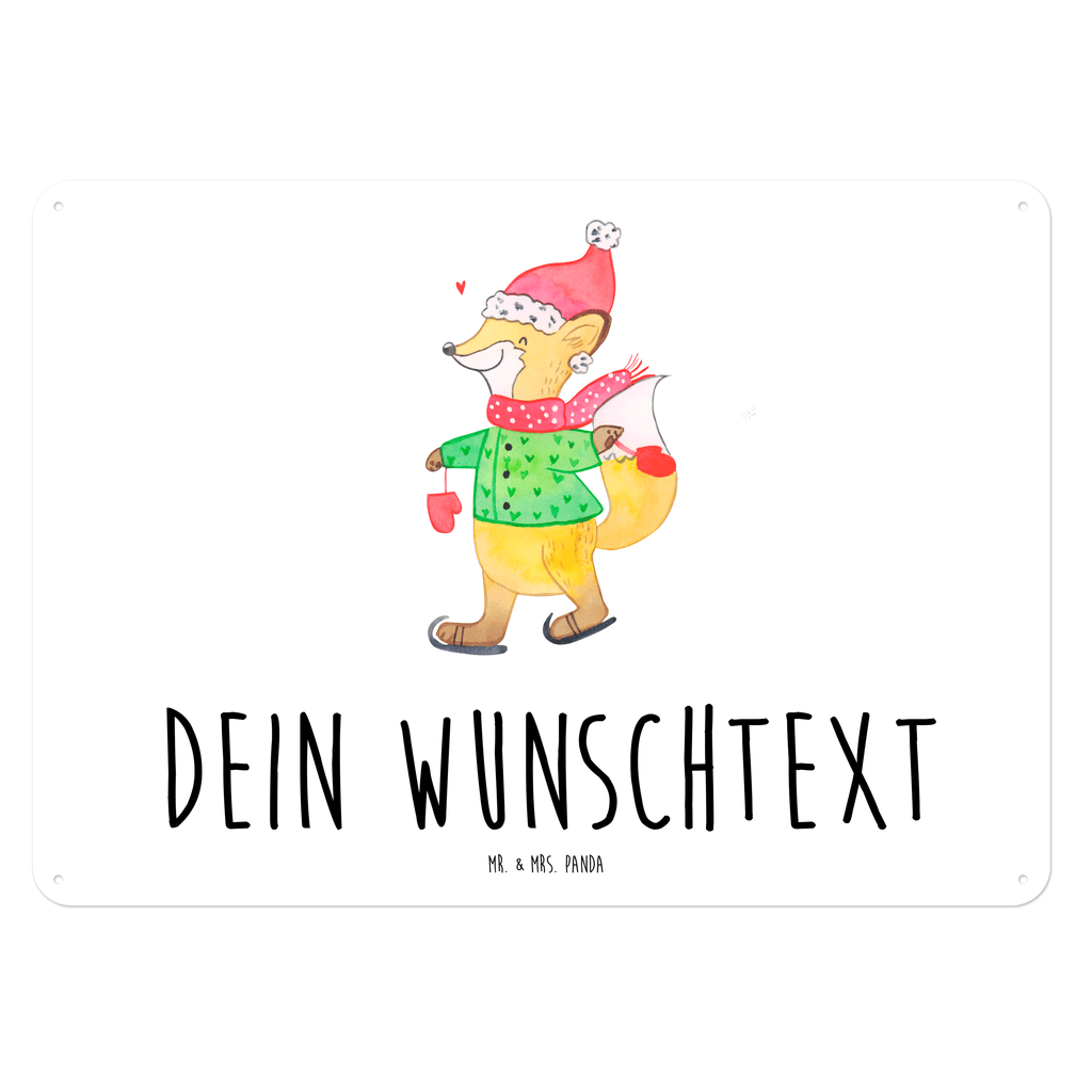 Personalisiertes Blechschild Fuchs  Schlittschuhe Blechschild, Metallschild, Geschenk Schild, Schild, Magnet-Metall-Schild, Deko Schild, Wandschild, Wand-Dekoration, Türschild, Winter, Weihnachten, Weihnachtsdeko, Nikolaus, Advent, Heiligabend, Wintermotiv, Weihnachtsmann, Weihnachtstage, Weihnachtsbaum, Tannenbaum, Weihnachtszeit