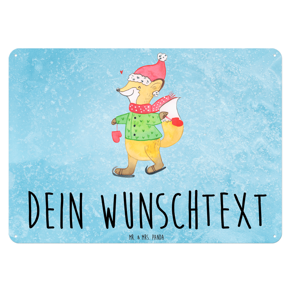 Personalisiertes Blechschild Fuchs  Schlittschuhe Blechschild, Metallschild, Geschenk Schild, Schild, Magnet-Metall-Schild, Deko Schild, Wandschild, Wand-Dekoration, Türschild, Winter, Weihnachten, Weihnachtsdeko, Nikolaus, Advent, Heiligabend, Wintermotiv, Weihnachtsmann, Weihnachtstage, Weihnachtsbaum, Tannenbaum, Weihnachtszeit