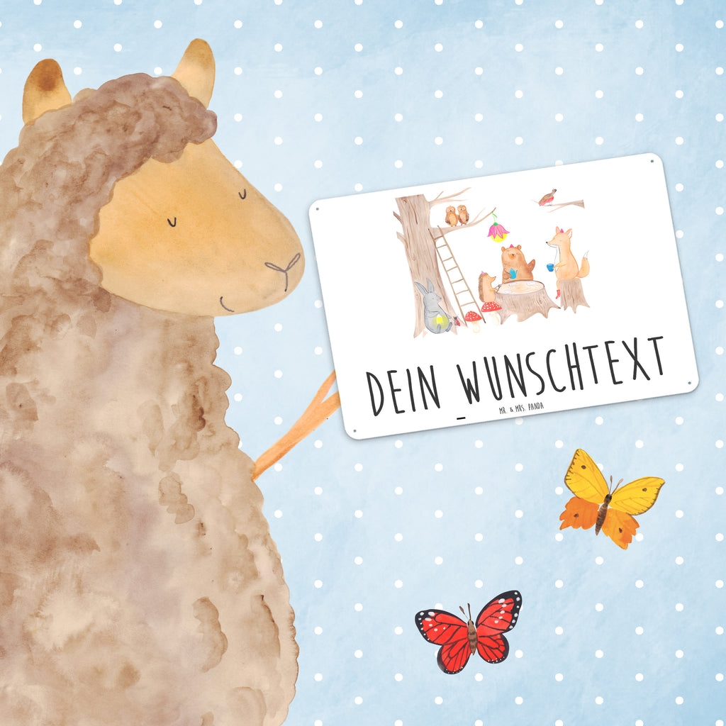 Personalisiertes Blechschild Waldtiere Picknick Blechschild, Metallschild, Geschenk Schild, Schild, Magnet-Metall-Schild, Deko Schild, Wandschild, Wand-Dekoration, Türschild, Tiermotive, Gute Laune, lustige Sprüche, Tiere, Waldtiere, Picknick, Wald, Fuchs, Hase, Igel, Maus, Eichhörnchen