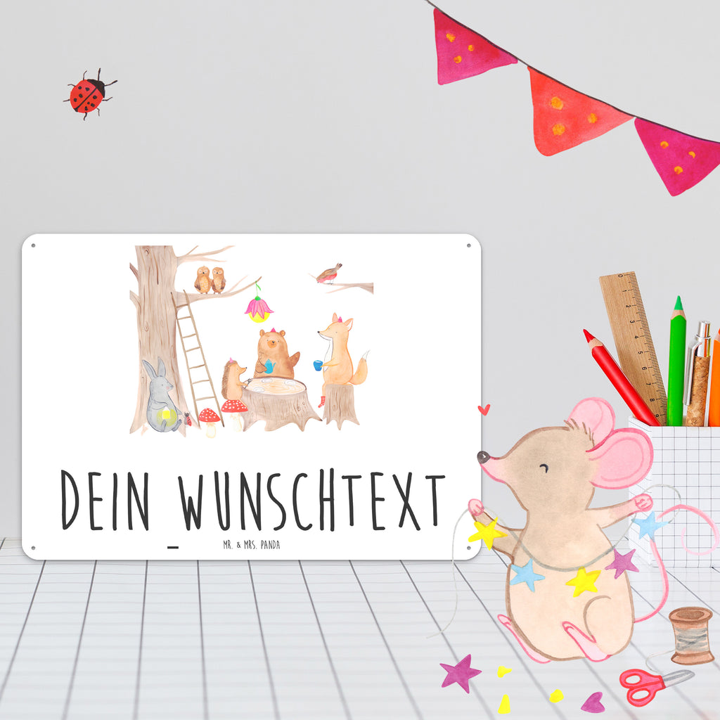 Personalisiertes Blechschild Waldtiere Picknick Blechschild, Metallschild, Geschenk Schild, Schild, Magnet-Metall-Schild, Deko Schild, Wandschild, Wand-Dekoration, Türschild, Tiermotive, Gute Laune, lustige Sprüche, Tiere, Waldtiere, Picknick, Wald, Fuchs, Hase, Igel, Maus, Eichhörnchen