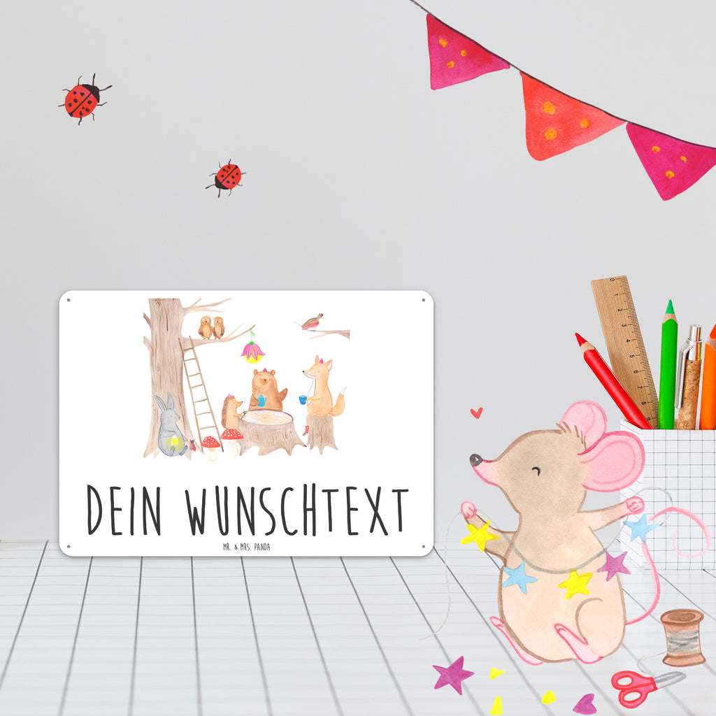 Personalisiertes Blechschild Waldtiere Picknick Blechschild, Metallschild, Geschenk Schild, Schild, Magnet-Metall-Schild, Deko Schild, Wandschild, Wand-Dekoration, Türschild, Tiermotive, Gute Laune, lustige Sprüche, Tiere, Waldtiere, Picknick, Wald, Fuchs, Hase, Igel, Maus, Eichhörnchen