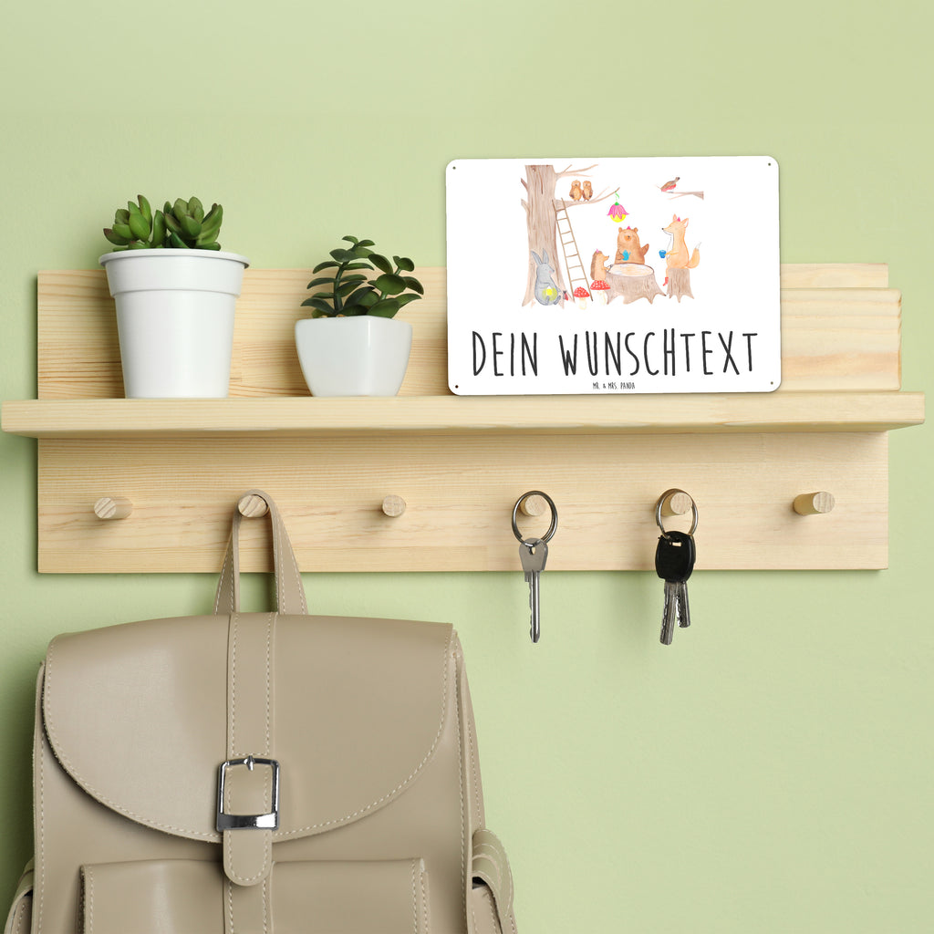 Personalisiertes Blechschild Waldtiere Picknick Blechschild, Metallschild, Geschenk Schild, Schild, Magnet-Metall-Schild, Deko Schild, Wandschild, Wand-Dekoration, Türschild, Tiermotive, Gute Laune, lustige Sprüche, Tiere, Waldtiere, Picknick, Wald, Fuchs, Hase, Igel, Maus, Eichhörnchen