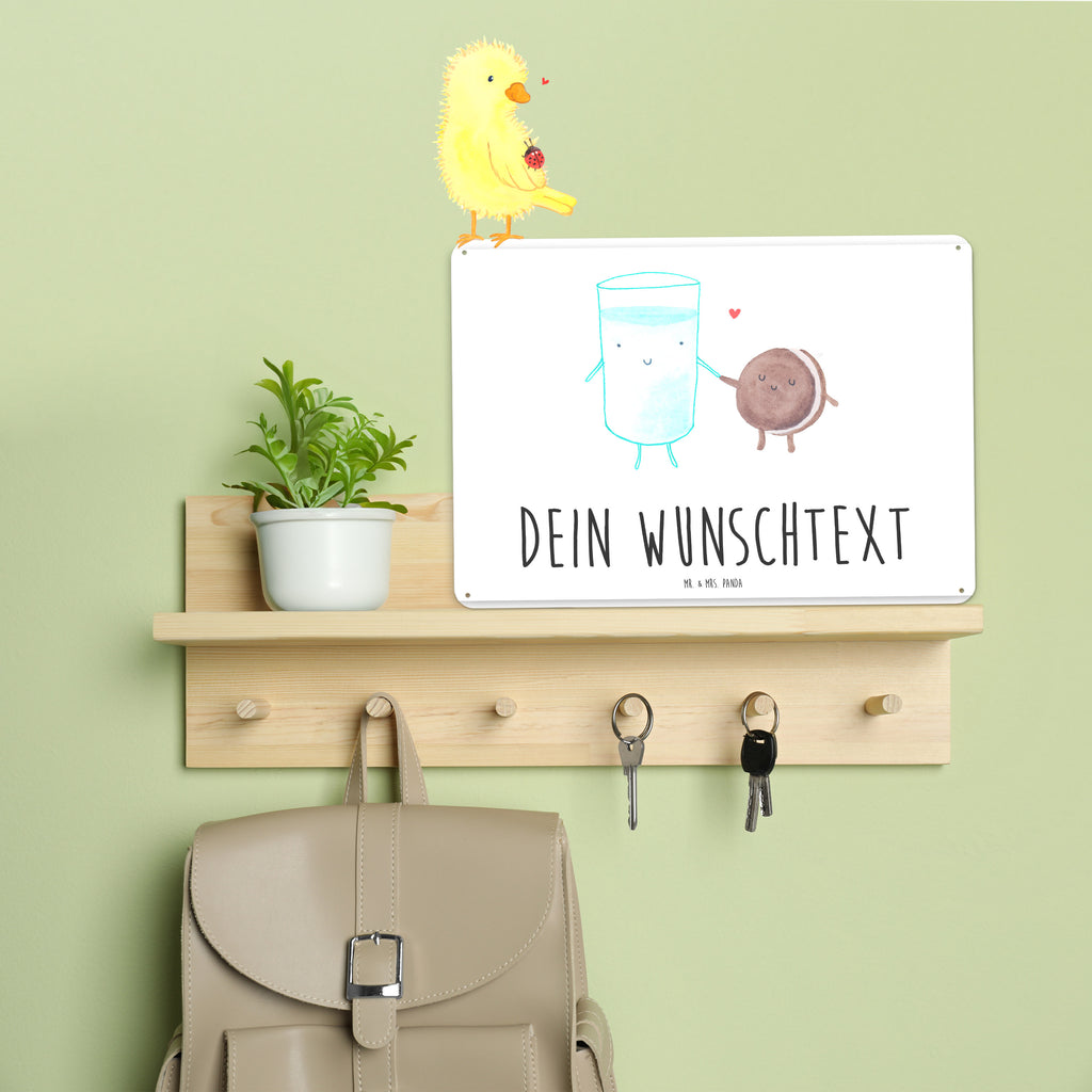 Personalisiertes Blechschild Milch & Keks Blechschild, Metallschild, Geschenk Schild, Schild, Magnet-Metall-Schild, Deko Schild, Wandschild, Wand-Dekoration, Türschild, Tiermotive, Gute Laune, lustige Sprüche, Tiere, Milk, Cookie, Milch, Keks, Kekse, Kaffee, Einladung Frühstück, Motiv süß, romantisch, perfektes Paar