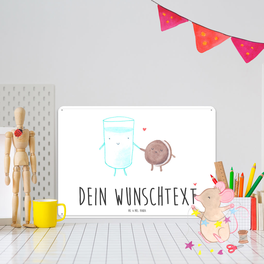 Personalisiertes Blechschild Milch & Keks Blechschild, Metallschild, Geschenk Schild, Schild, Magnet-Metall-Schild, Deko Schild, Wandschild, Wand-Dekoration, Türschild, Tiermotive, Gute Laune, lustige Sprüche, Tiere, Milk, Cookie, Milch, Keks, Kekse, Kaffee, Einladung Frühstück, Motiv süß, romantisch, perfektes Paar