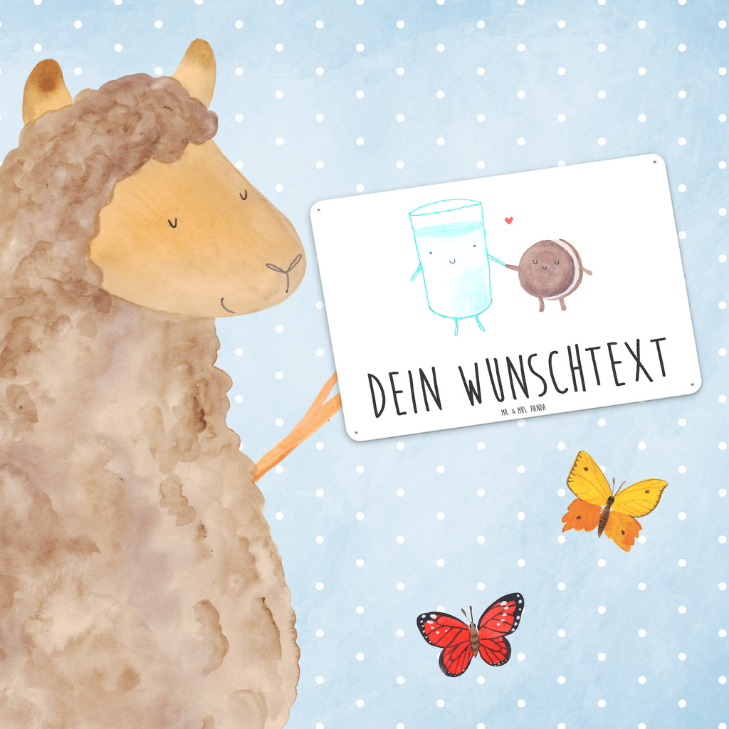 Personalisiertes Blechschild Milch & Keks Blechschild, Metallschild, Geschenk Schild, Schild, Magnet-Metall-Schild, Deko Schild, Wandschild, Wand-Dekoration, Türschild, Tiermotive, Gute Laune, lustige Sprüche, Tiere, Milk, Cookie, Milch, Keks, Kekse, Kaffee, Einladung Frühstück, Motiv süß, romantisch, perfektes Paar