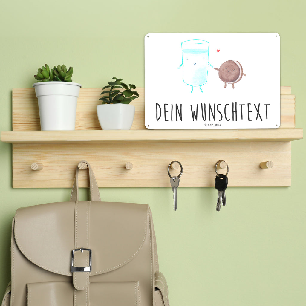 Personalisiertes Blechschild Milch & Keks Blechschild, Metallschild, Geschenk Schild, Schild, Magnet-Metall-Schild, Deko Schild, Wandschild, Wand-Dekoration, Türschild, Tiermotive, Gute Laune, lustige Sprüche, Tiere, Milk, Cookie, Milch, Keks, Kekse, Kaffee, Einladung Frühstück, Motiv süß, romantisch, perfektes Paar