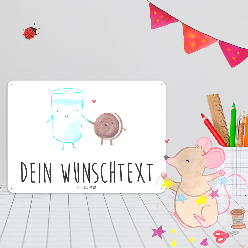 Personalisiertes Blechschild Milch & Keks Blechschild, Metallschild, Geschenk Schild, Schild, Magnet-Metall-Schild, Deko Schild, Wandschild, Wand-Dekoration, Türschild, Tiermotive, Gute Laune, lustige Sprüche, Tiere, Milk, Cookie, Milch, Keks, Kekse, Kaffee, Einladung Frühstück, Motiv süß, romantisch, perfektes Paar