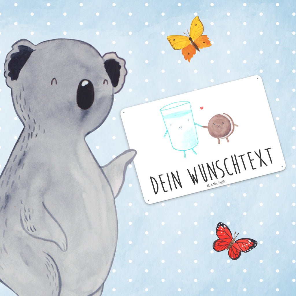 Personalisiertes Blechschild Milch & Keks Blechschild, Metallschild, Geschenk Schild, Schild, Magnet-Metall-Schild, Deko Schild, Wandschild, Wand-Dekoration, Türschild, Tiermotive, Gute Laune, lustige Sprüche, Tiere, Milk, Cookie, Milch, Keks, Kekse, Kaffee, Einladung Frühstück, Motiv süß, romantisch, perfektes Paar