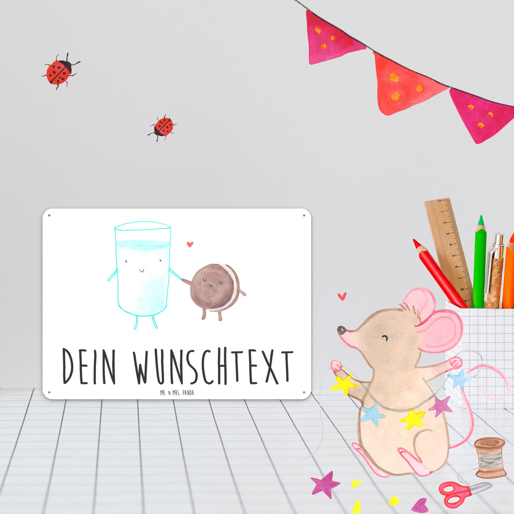 Personalisiertes Blechschild Milch & Keks Blechschild, Metallschild, Geschenk Schild, Schild, Magnet-Metall-Schild, Deko Schild, Wandschild, Wand-Dekoration, Türschild, Tiermotive, Gute Laune, lustige Sprüche, Tiere, Milk, Cookie, Milch, Keks, Kekse, Kaffee, Einladung Frühstück, Motiv süß, romantisch, perfektes Paar