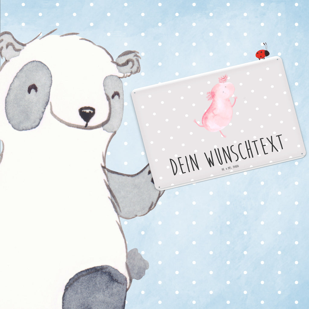 Personalisiertes Blechschild Axolotl tanzt Blechschild, Metallschild, Geschenk Schild, Schild, Magnet-Metall-Schild, Deko Schild, Wandschild, Wand-Dekoration, Türschild, Axolotl, Molch, Axolot, Schwanzlurch, Lurch, Lurche, Dachschaden, Sterne, verrückt, Freundin, beste Freundin
