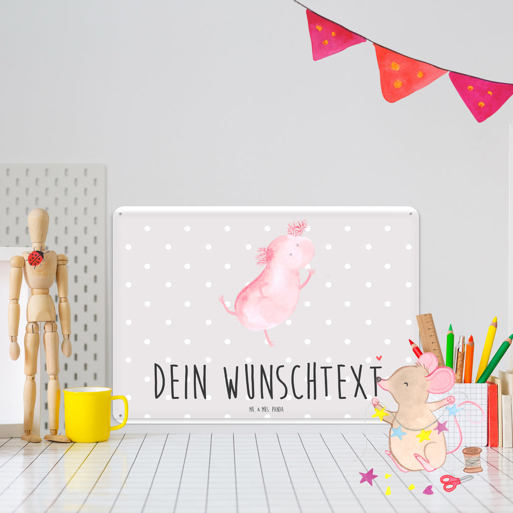 Personalisiertes Blechschild Axolotl tanzt Blechschild, Metallschild, Geschenk Schild, Schild, Magnet-Metall-Schild, Deko Schild, Wandschild, Wand-Dekoration, Türschild, Axolotl, Molch, Axolot, Schwanzlurch, Lurch, Lurche, Dachschaden, Sterne, verrückt, Freundin, beste Freundin