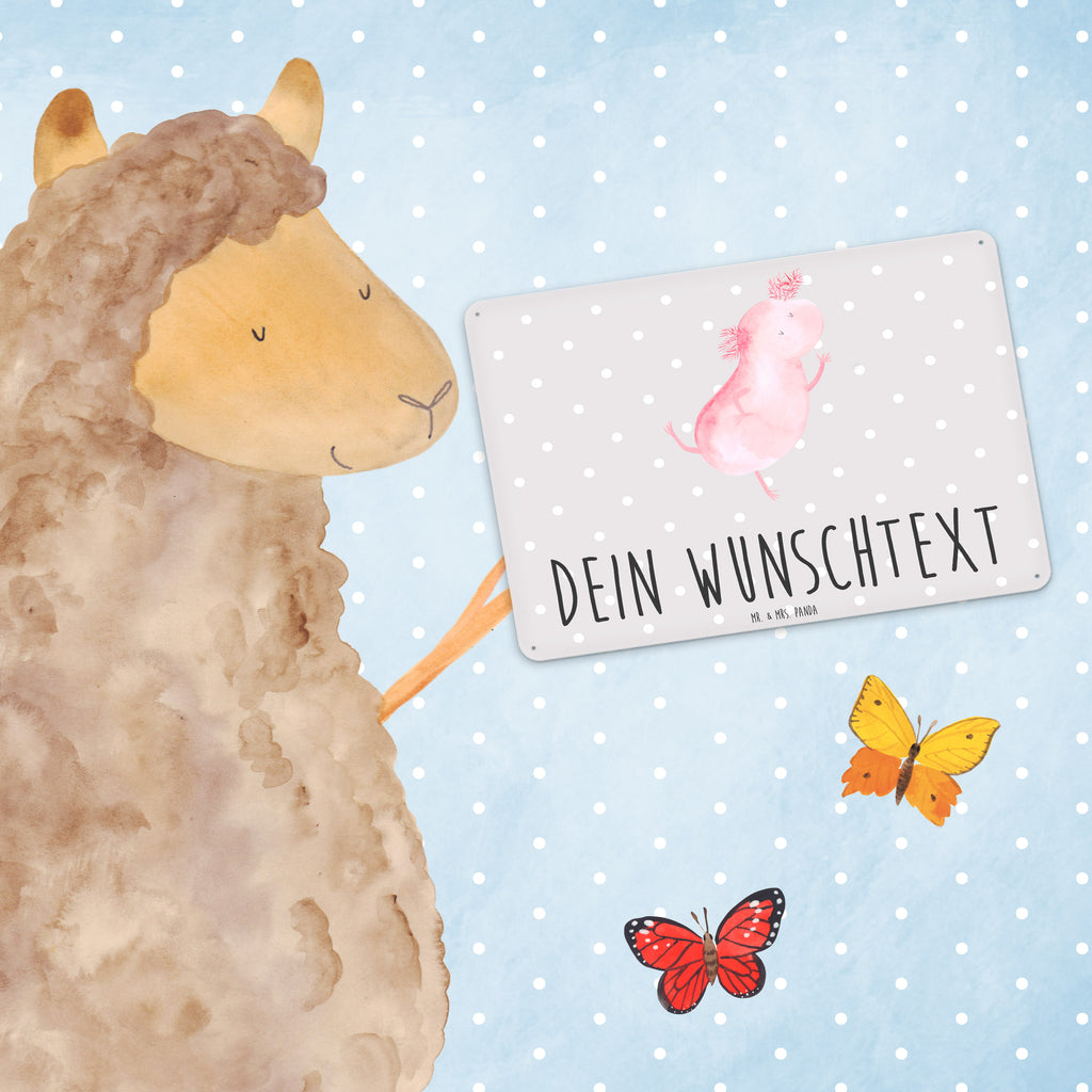 Personalisiertes Blechschild Axolotl tanzt Blechschild, Metallschild, Geschenk Schild, Schild, Magnet-Metall-Schild, Deko Schild, Wandschild, Wand-Dekoration, Türschild, Axolotl, Molch, Axolot, Schwanzlurch, Lurch, Lurche, Dachschaden, Sterne, verrückt, Freundin, beste Freundin