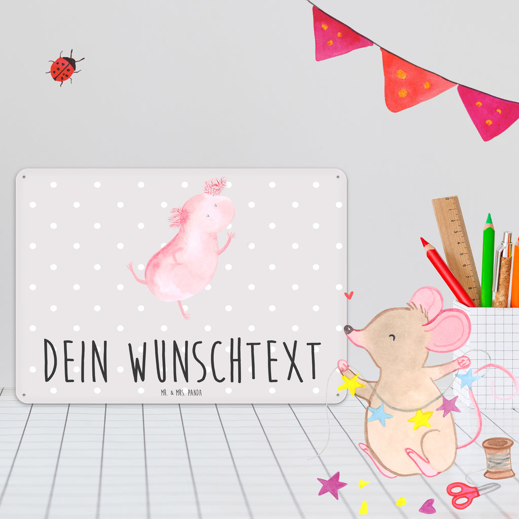 Personalisiertes Blechschild Axolotl tanzt Blechschild, Metallschild, Geschenk Schild, Schild, Magnet-Metall-Schild, Deko Schild, Wandschild, Wand-Dekoration, Türschild, Axolotl, Molch, Axolot, Schwanzlurch, Lurch, Lurche, Dachschaden, Sterne, verrückt, Freundin, beste Freundin