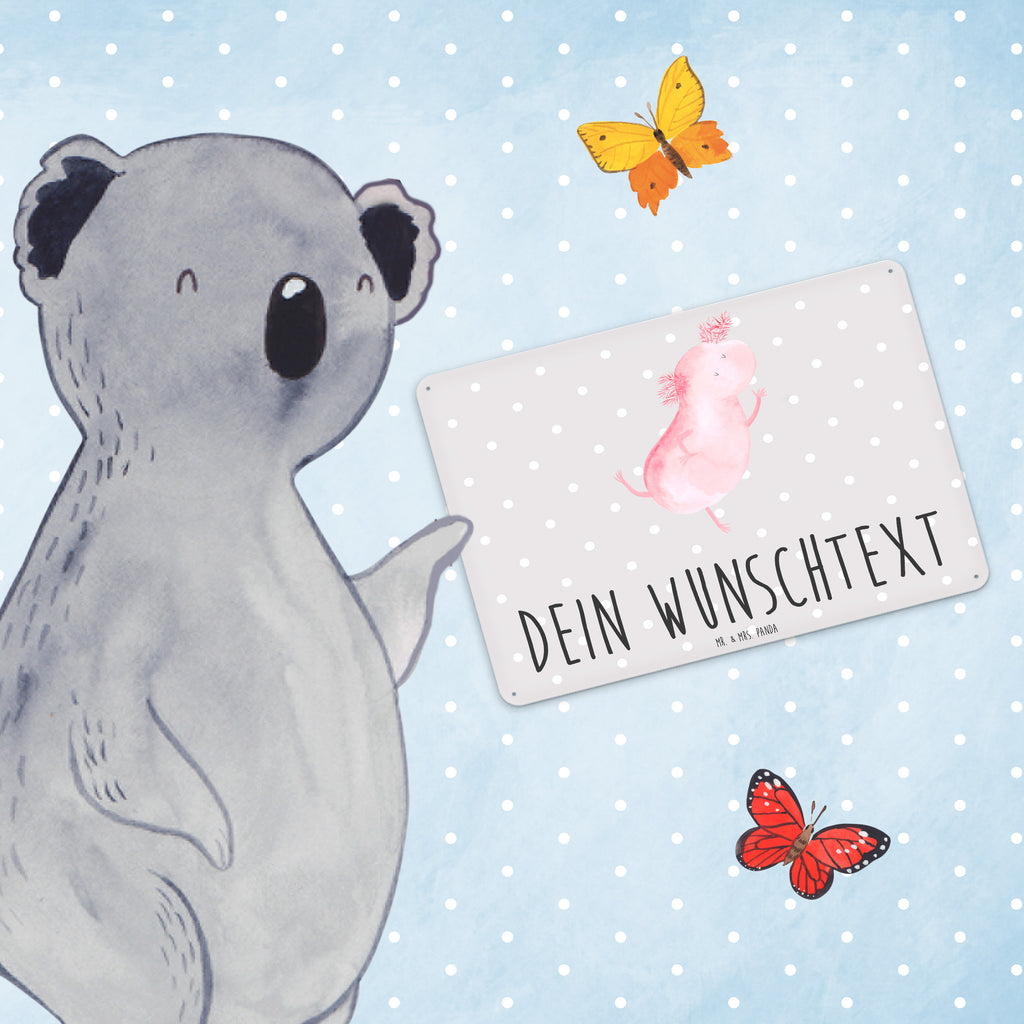 Personalisiertes Blechschild Axolotl tanzt Blechschild, Metallschild, Geschenk Schild, Schild, Magnet-Metall-Schild, Deko Schild, Wandschild, Wand-Dekoration, Türschild, Axolotl, Molch, Axolot, Schwanzlurch, Lurch, Lurche, Dachschaden, Sterne, verrückt, Freundin, beste Freundin