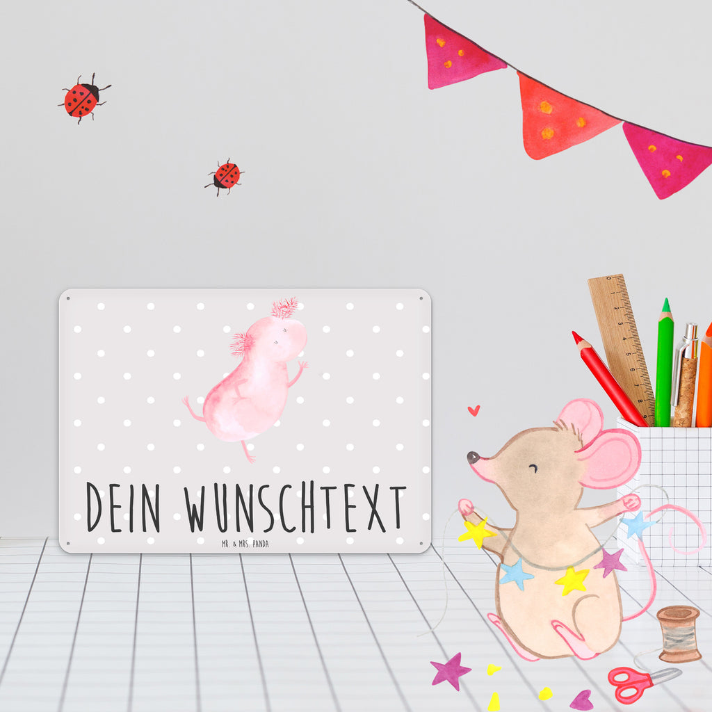 Personalisiertes Blechschild Axolotl tanzt Blechschild, Metallschild, Geschenk Schild, Schild, Magnet-Metall-Schild, Deko Schild, Wandschild, Wand-Dekoration, Türschild, Axolotl, Molch, Axolot, Schwanzlurch, Lurch, Lurche, Dachschaden, Sterne, verrückt, Freundin, beste Freundin