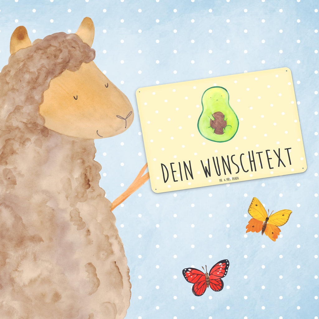 Personalisiertes Blechschild Avocado mit Kern Blechschild, Metallschild, Geschenk Schild, Schild, Magnet-Metall-Schild, Deko Schild, Wandschild, Wand-Dekoration, Türschild, Avocado, Veggie, Vegan, Gesund, Avokado, Avocadokern, Kern, Pflanze, Spruch Leben