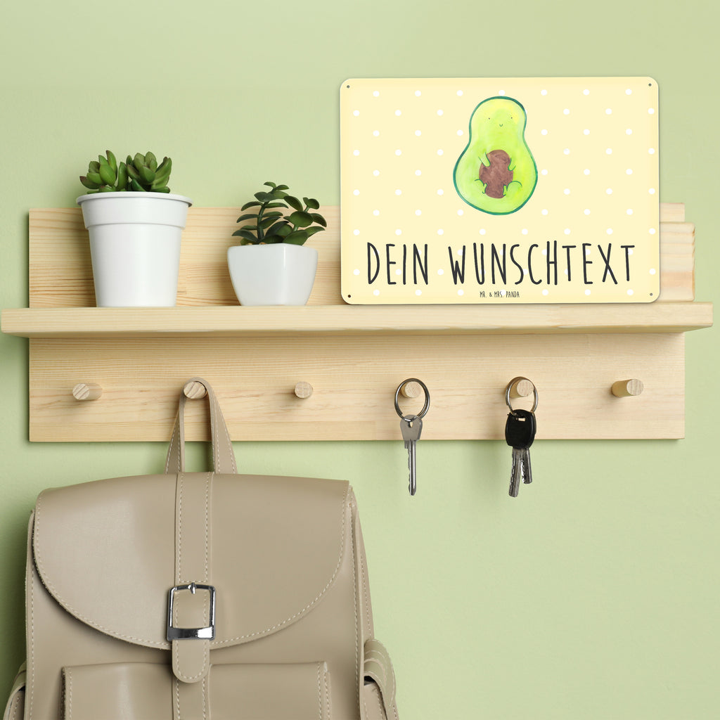 Personalisiertes Blechschild Avocado mit Kern Blechschild, Metallschild, Geschenk Schild, Schild, Magnet-Metall-Schild, Deko Schild, Wandschild, Wand-Dekoration, Türschild, Avocado, Veggie, Vegan, Gesund, Avokado, Avocadokern, Kern, Pflanze, Spruch Leben