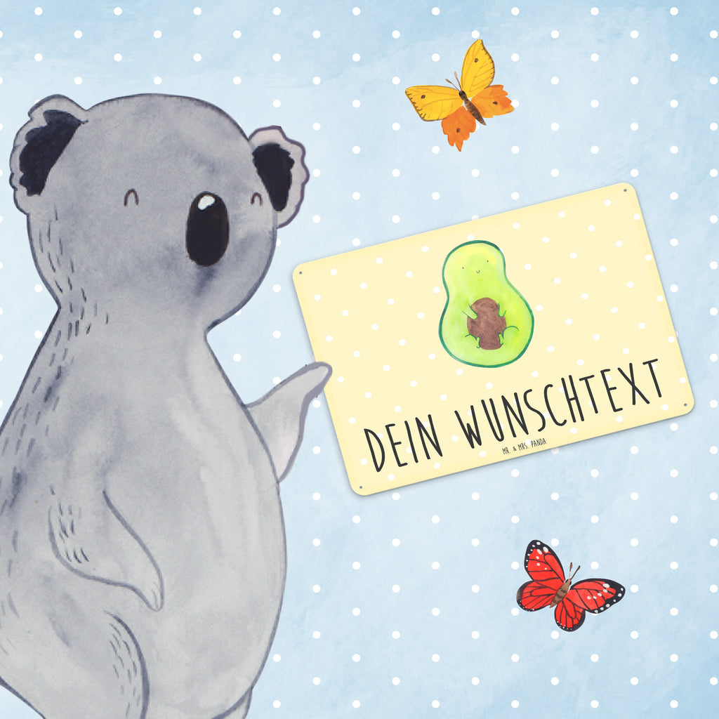 Personalisiertes Blechschild Avocado mit Kern Blechschild, Metallschild, Geschenk Schild, Schild, Magnet-Metall-Schild, Deko Schild, Wandschild, Wand-Dekoration, Türschild, Avocado, Veggie, Vegan, Gesund, Avokado, Avocadokern, Kern, Pflanze, Spruch Leben