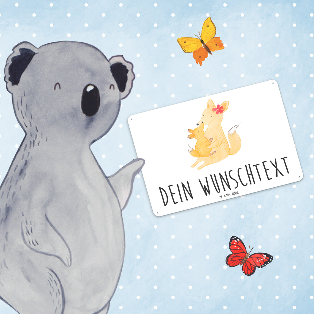 Personalisiertes Blechschild Fuchs Mama & Kind Blechschild, Metallschild, Geschenk Schild, Schild, Magnet-Metall-Schild, Deko Schild, Wandschild, Wand-Dekoration, Türschild, Familie, Vatertag, Muttertag, Bruder, Schwester, Mama, Papa, Oma, Opa, Mutter, Tochter, Lieblingstochter, Beste Tochter, Geschenk