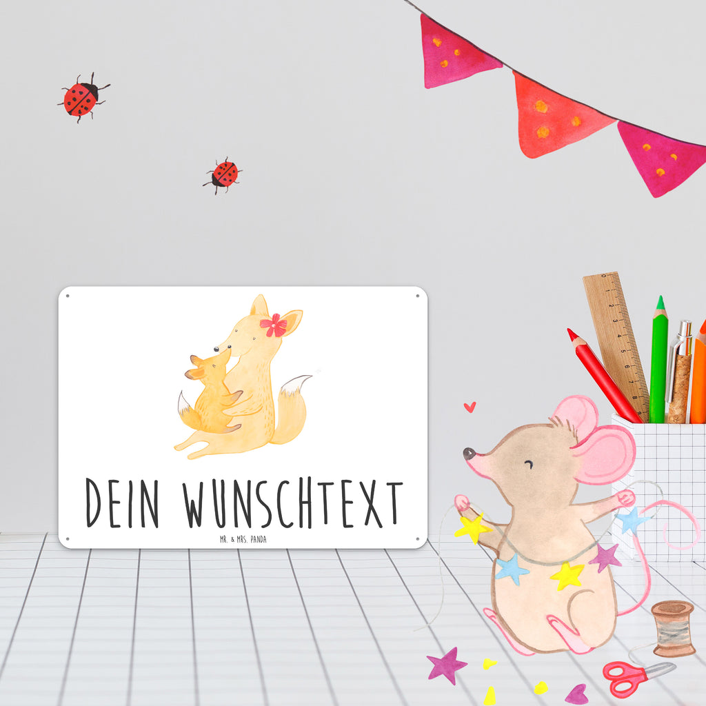 Personalisiertes Blechschild Fuchs Mama & Kind Blechschild, Metallschild, Geschenk Schild, Schild, Magnet-Metall-Schild, Deko Schild, Wandschild, Wand-Dekoration, Türschild, Familie, Vatertag, Muttertag, Bruder, Schwester, Mama, Papa, Oma, Opa, Mutter, Tochter, Lieblingstochter, Beste Tochter, Geschenk