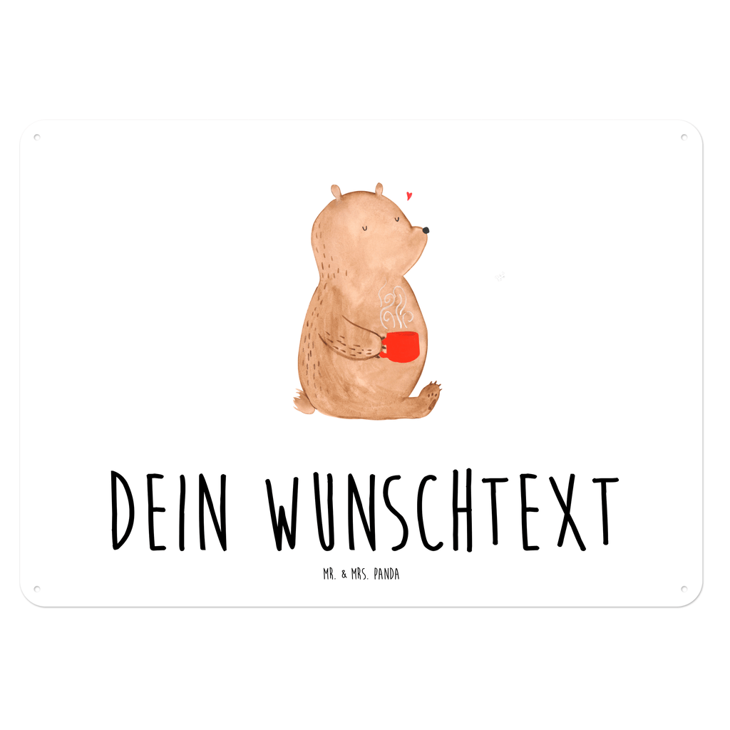 Personalisiertes Blechschild Bär Kaffee Blechschild, Metallschild, Geschenk Schild, Schild, Magnet-Metall-Schild, Deko Schild, Wandschild, Wand-Dekoration, Türschild, Bär, Teddy, Teddybär, Kaffee, Coffee, Bären, guten Morgen, Morgenroutine, Welt erobern, Welt retten, Motivation