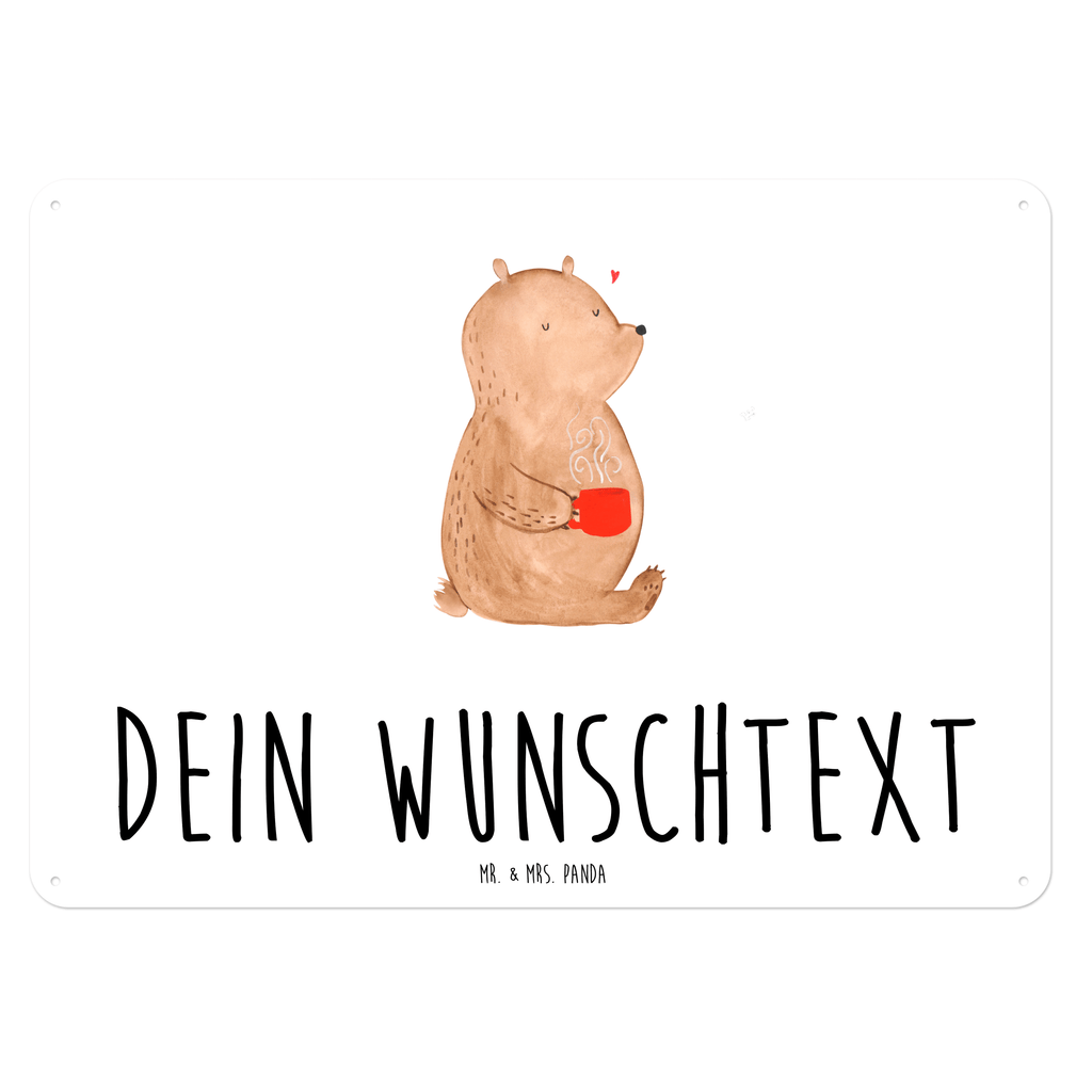 Personalisiertes Blechschild Bär Kaffee Blechschild, Metallschild, Geschenk Schild, Schild, Magnet-Metall-Schild, Deko Schild, Wandschild, Wand-Dekoration, Türschild, Bär, Teddy, Teddybär, Kaffee, Coffee, Bären, guten Morgen, Morgenroutine, Welt erobern, Welt retten, Motivation