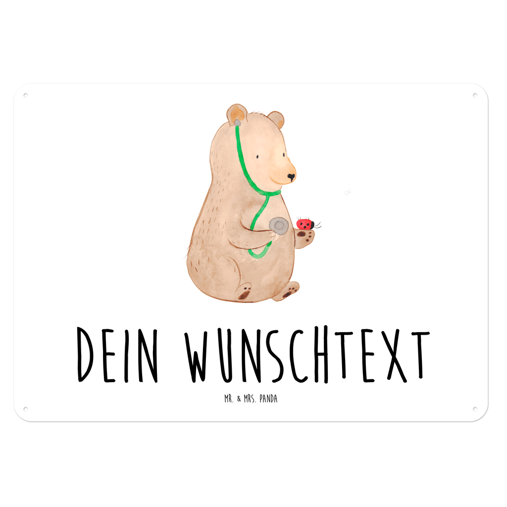 Personalisiertes Blechschild Bär Arzt Blechschild, Metallschild, Geschenk Schild, Schild, Magnet-Metall-Schild, Deko Schild, Wandschild, Wand-Dekoration, Türschild, Bär, Teddy, Teddybär, Arzt, Ärztin, Doktor, Professor, Doktorin, Professorin