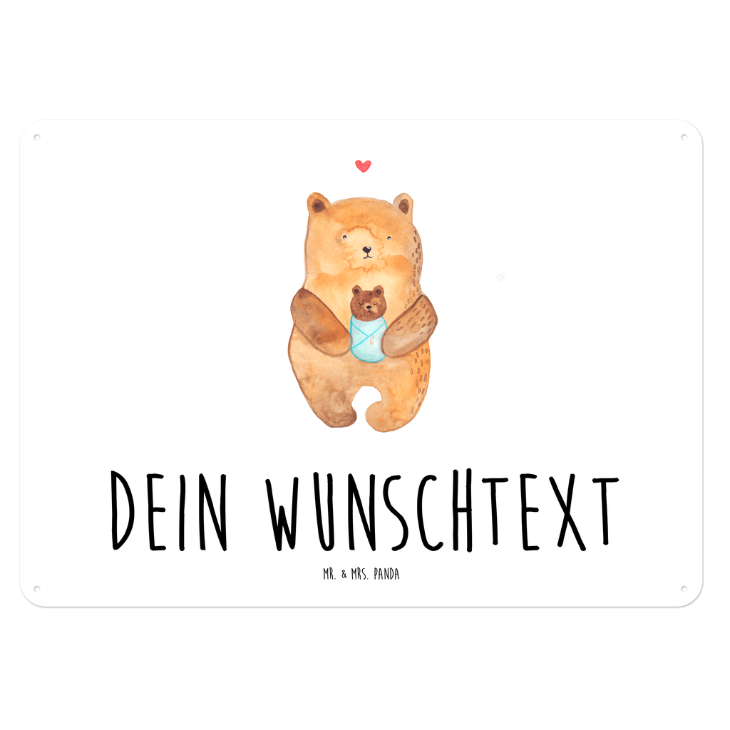 Personalisiertes Blechschild Bär mit Baby Blechschild, Metallschild, Geschenk Schild, Schild, Magnet-Metall-Schild, Deko Schild, Wandschild, Wand-Dekoration, Türschild, Bär, Teddy, Teddybär, Eltern, Mutter, Baby, Taufe, Geburt, Nichte, Neffe, Enkel, Enkelin, Täufling, Geburtstag, Glückwunsch