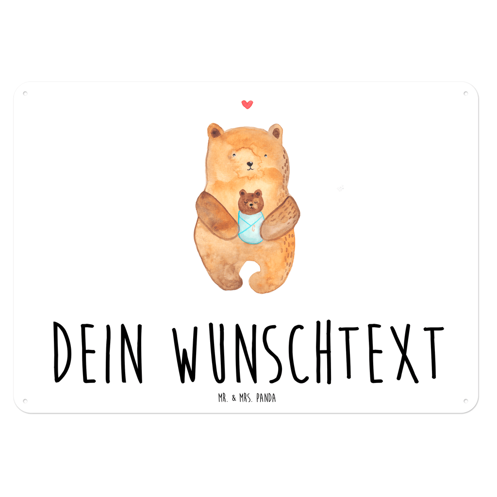 Personalisiertes Blechschild Bär mit Baby Blechschild, Metallschild, Geschenk Schild, Schild, Magnet-Metall-Schild, Deko Schild, Wandschild, Wand-Dekoration, Türschild, Bär, Teddy, Teddybär, Eltern, Mutter, Baby, Taufe, Geburt, Nichte, Neffe, Enkel, Enkelin, Täufling, Geburtstag, Glückwunsch