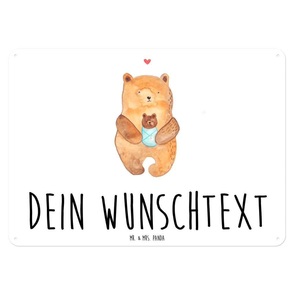 Personalisiertes Blechschild Bär mit Baby Blechschild, Metallschild, Geschenk Schild, Schild, Magnet-Metall-Schild, Deko Schild, Wandschild, Wand-Dekoration, Türschild, Bär, Teddy, Teddybär, Eltern, Mutter, Baby, Taufe, Geburt, Nichte, Neffe, Enkel, Enkelin, Täufling, Geburtstag, Glückwunsch
