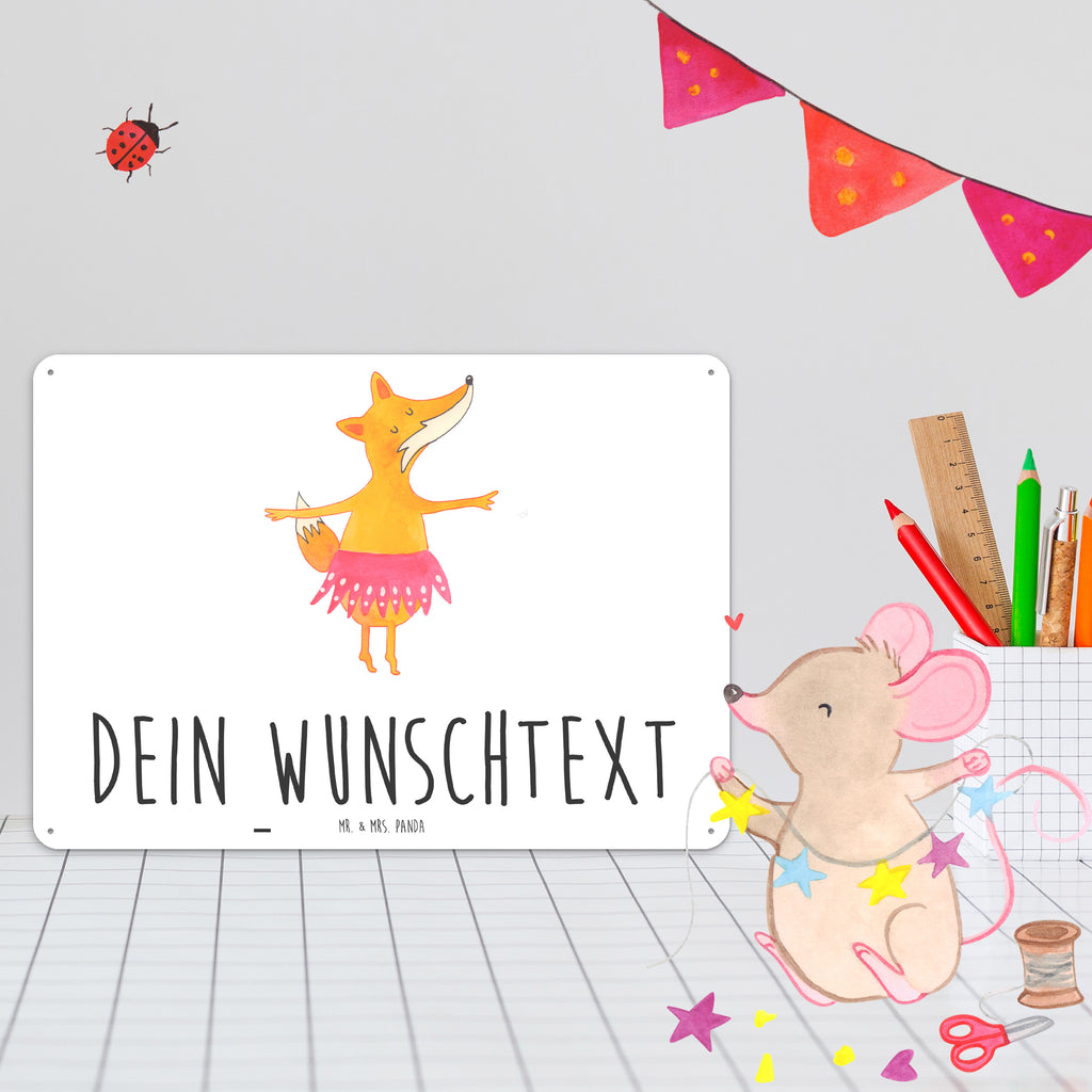 Personalisiertes Blechschild Fuchs Ballerina Blechschild, Metallschild, Geschenk Schild, Schild, Magnet-Metall-Schild, Deko Schild, Wandschild, Wand-Dekoration, Türschild, Fuchs, Fuchs Spruch, Füchse, Füchsin, Ballerina, Ballett, Tänzerin, Tanzen, Party, Einladung, Geburtstag