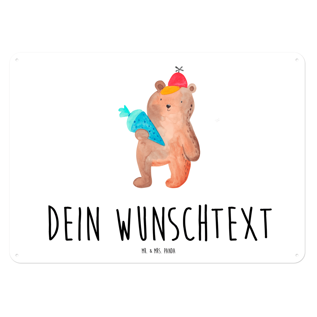 Personalisiertes Blechschild Bär mit Schultüte Blechschild, Metallschild, Geschenk Schild, Schild, Magnet-Metall-Schild, Deko Schild, Wandschild, Wand-Dekoration, Türschild, Bär, Teddy, Teddybär, Bär Motiv, Schultüte, Erster Schultag Geschenk, Einschulung Geschenk, Schule Geschenk, Grundschule, Schulanfang, Schulbeginn