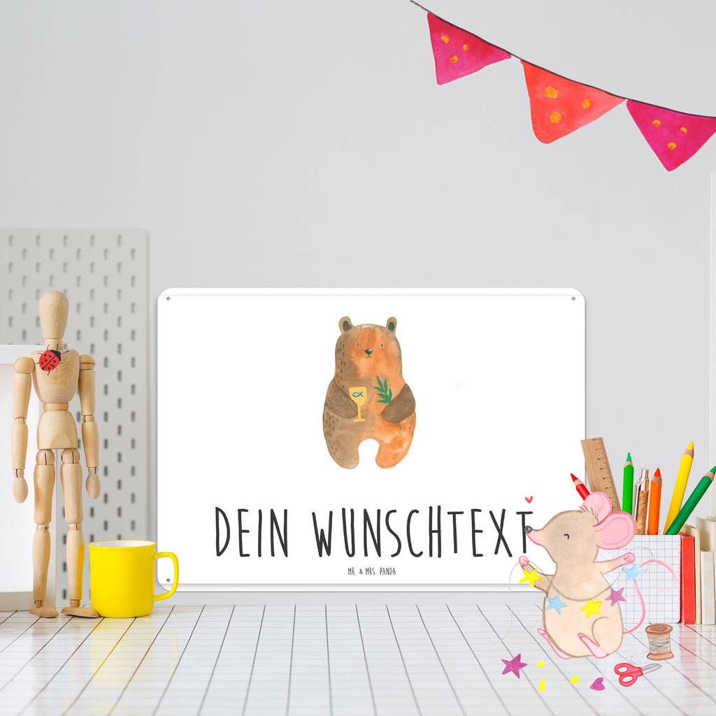 Personalisiertes Blechschild Konfirmation-Bär Blechschild, Metallschild, Geschenk Schild, Schild, Magnet-Metall-Schild, Deko Schild, Wandschild, Wand-Dekoration, Türschild, Bär, Teddy, Teddybär, Konfirmation, Kirche, evangelisch, Gottesdienst
