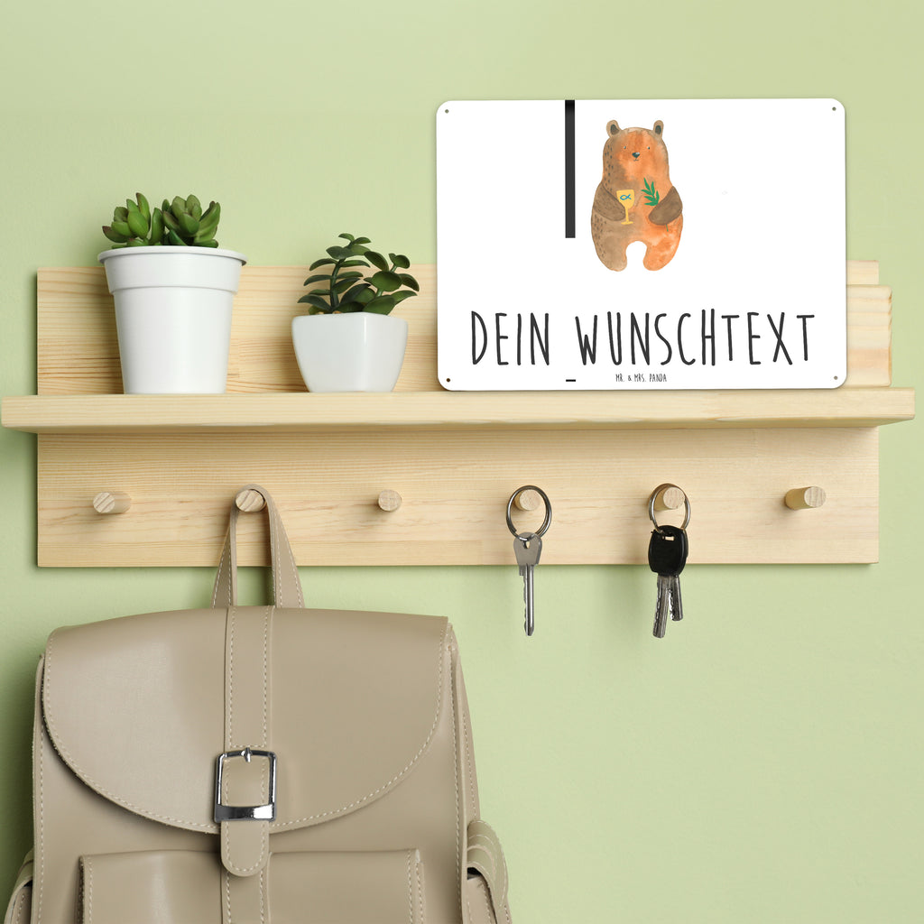 Personalisiertes Blechschild Konfirmation-Bär Blechschild, Metallschild, Geschenk Schild, Schild, Magnet-Metall-Schild, Deko Schild, Wandschild, Wand-Dekoration, Türschild, Bär, Teddy, Teddybär, Konfirmation, Kirche, evangelisch, Gottesdienst